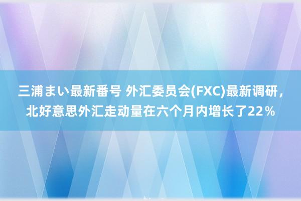 三浦まい最新番号 外汇委员会(FXC)最新调研，北好意思外汇走动量在六个月内增长了22％