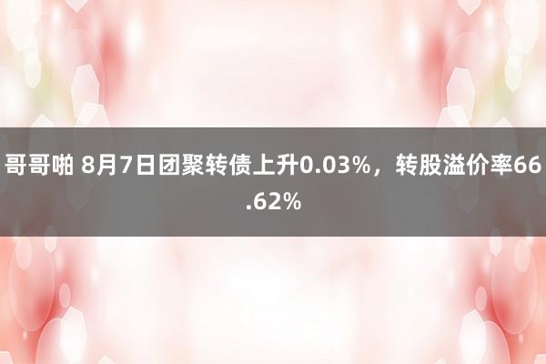 哥哥啪 8月7日团聚转债上升0.03%，转股溢价率66.62%