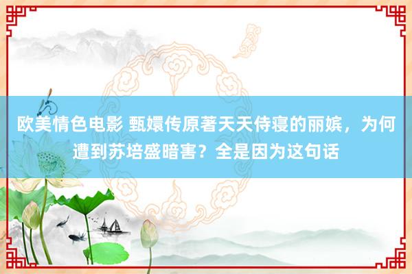 欧美情色电影 甄嬛传原著天天侍寝的丽嫔，为何遭到苏培盛暗害？全是因为这句话