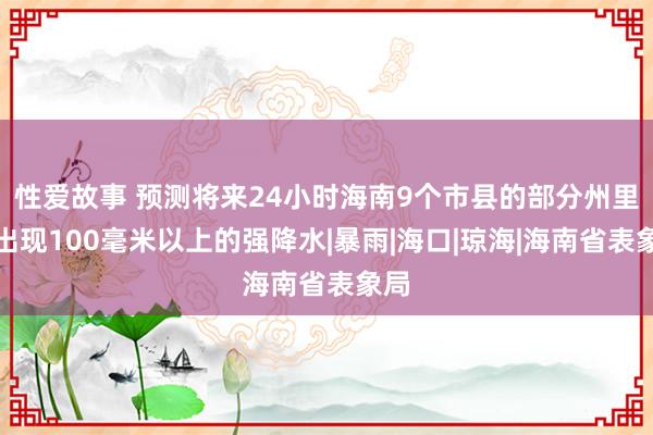 性爱故事 预测将来24小时海南9个市县的部分州里将出现100毫米以上的强降水|暴雨|海口|琼海|海南省表象局