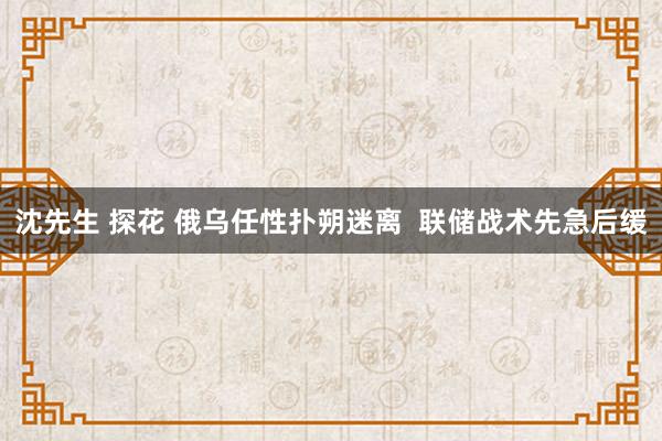 沈先生 探花 俄乌任性扑朔迷离  联储战术先急后缓