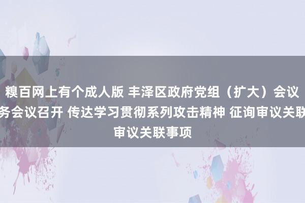 糗百网上有个成人版 丰泽区政府党组（扩大）会议和常务会议召开 传达学习贯彻系列攻击精神 征询审议关联事项