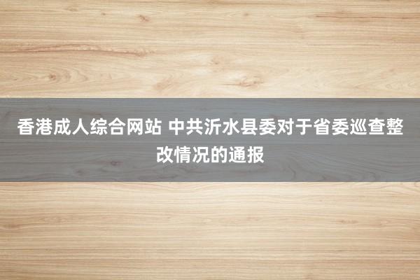 香港成人综合网站 中共沂水县委对于省委巡查整改情况的通报