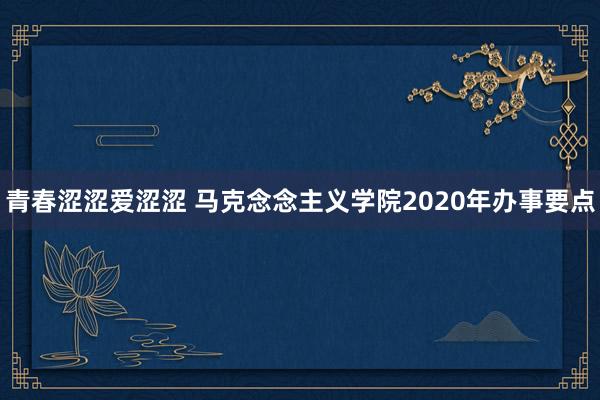 青春涩涩爱涩涩 马克念念主义学院2020年办事要点